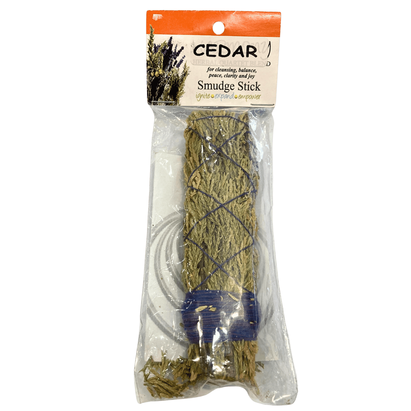 Cedar smudge stick for cleansing.