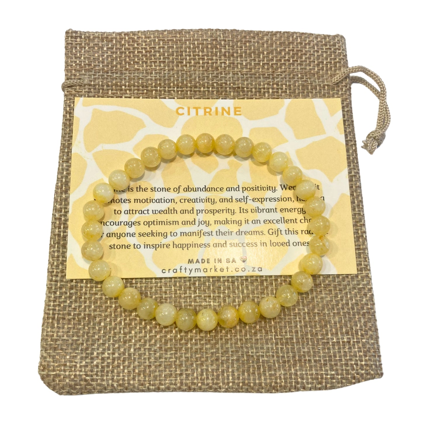 Citrine bracelet and hessian giftbag.