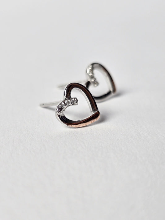 TWO TONE HEART STUD
