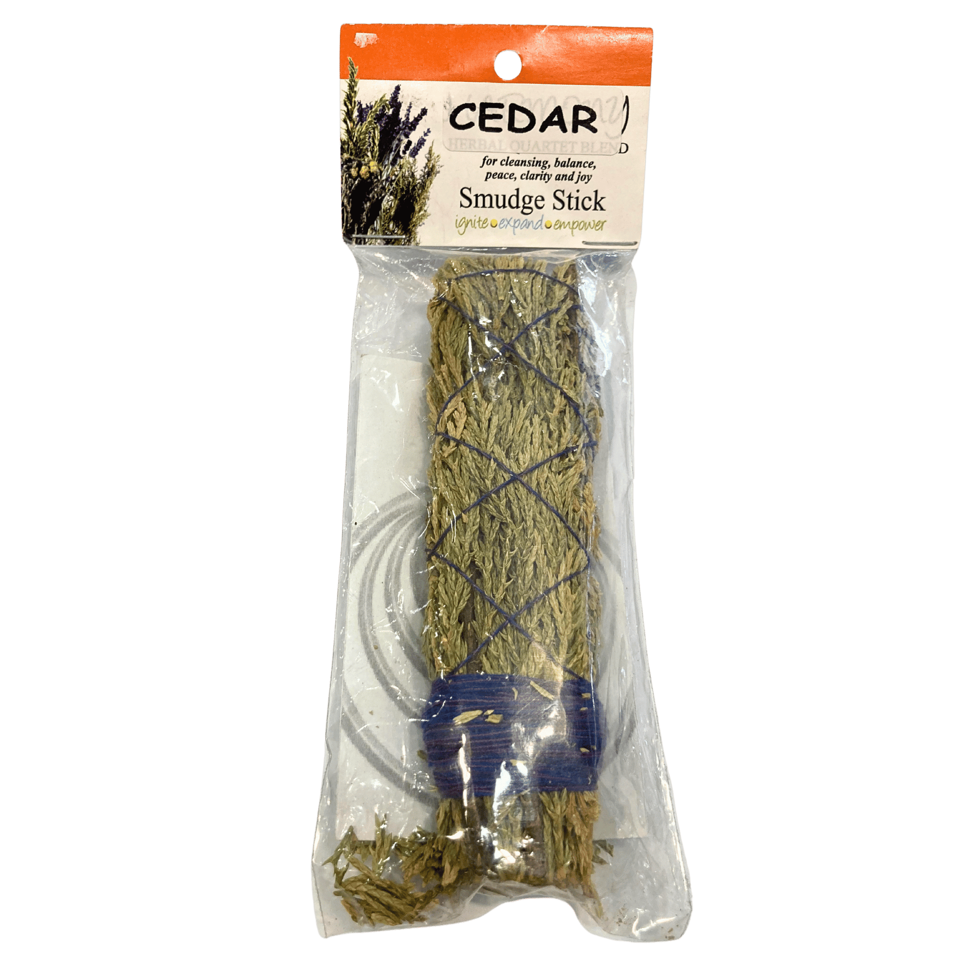 Cedar smudge stick for cleansing.