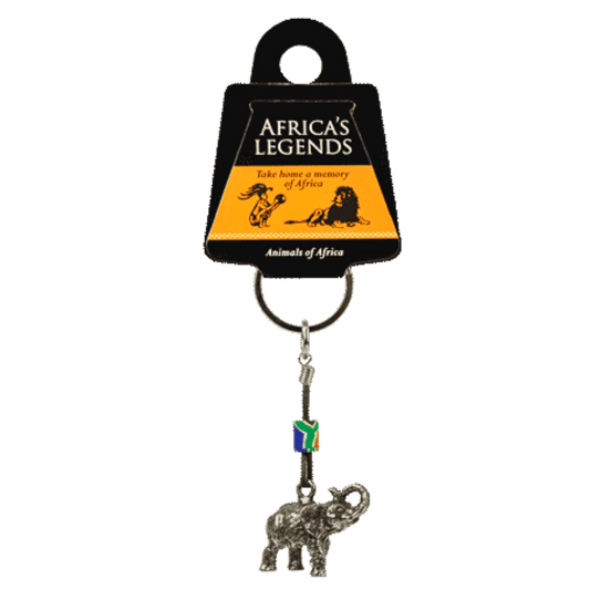 Metal elephant keyring.
