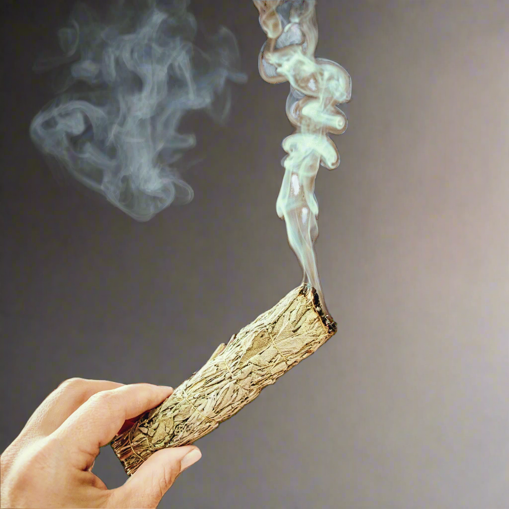 Sage smudge stick cleansing.