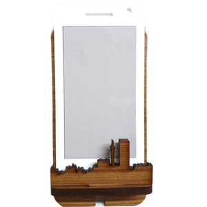 Joburg Skyline Oak Wooden Phone Stand