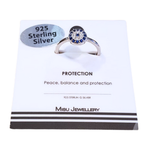 Sterling silver evil eye adjustable ring.