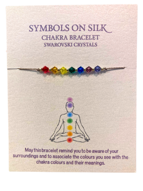 Seven Chakra bracelet with Swarovski crystals and sterling silver beads.
