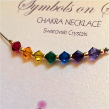Seven chakra necklace with Swarovski crystals on silk.