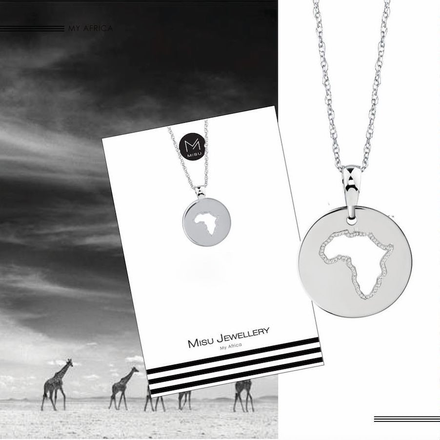 Sterling silver Misu Africa pendant necklace.