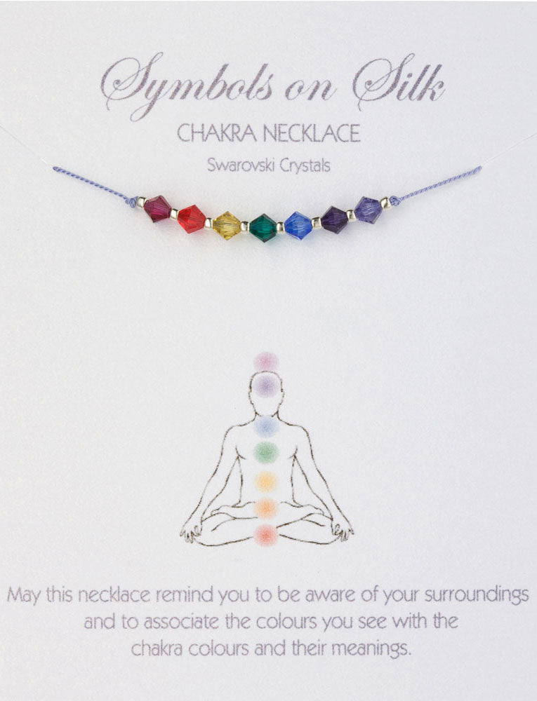 Swarovski Crystal Chakra Necklace on Silk