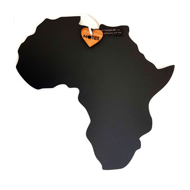 a black chalkboard in the shape of Africa