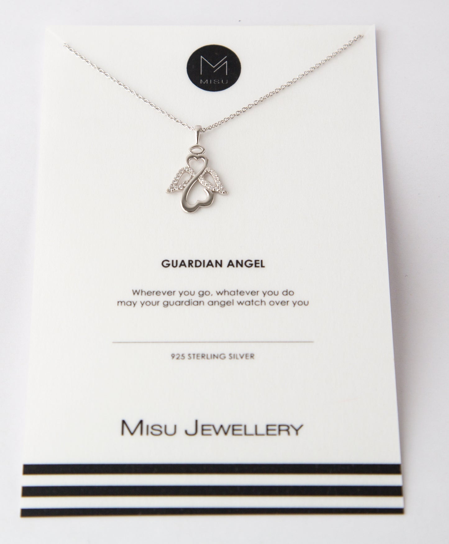 Sterling silver guardian angel necklace.