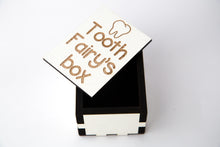 White wooden laser cut tooth fairy box.