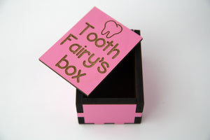 Pink wooden laser cut tooth fairy box in Fourways.